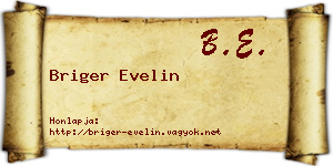 Briger Evelin névjegykártya